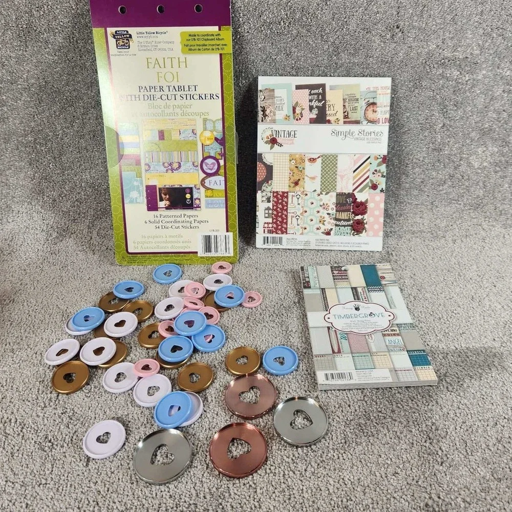 Little Yellow Bicycle Simple Stories Scrapbook Paper Sticker Planner Disc Bundle